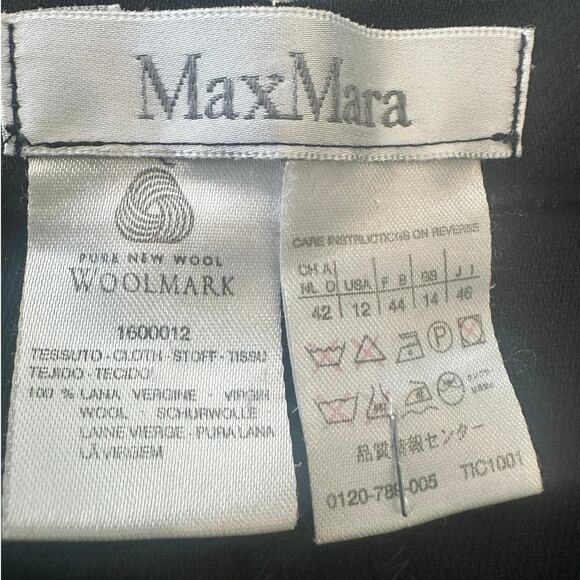 MaxMara Light Wool Stretch Crop Straight Leg Trouser Pants Black Size 12 US - Picture 3 of 5